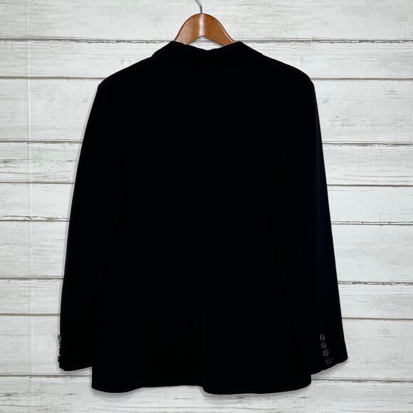 Michael Kors One Button Blazer Jacket Black Wool Blend Size 10 - Picture 2 of 11